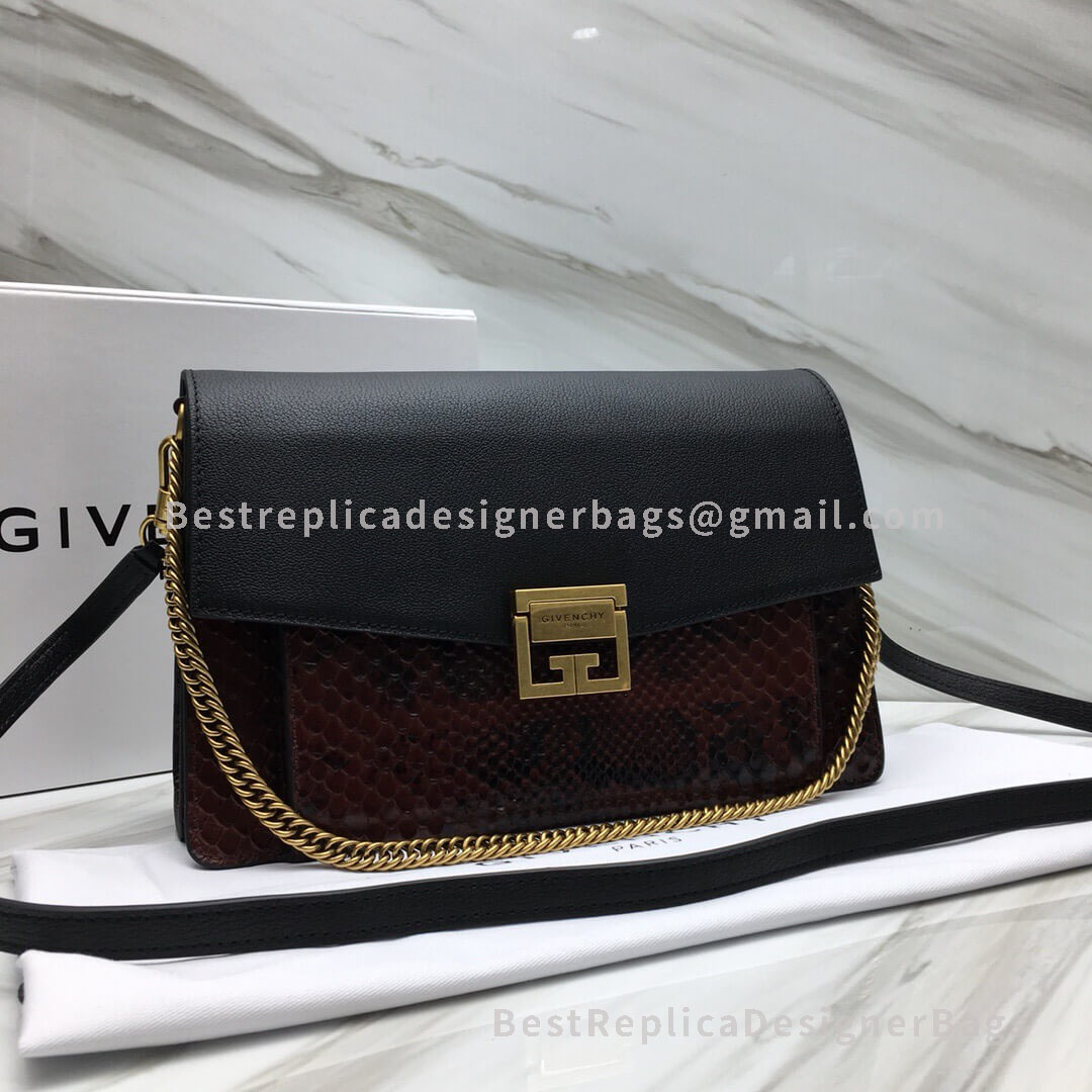 Givenchy Medium GV3 Bag In Black And Brown Goatskin Python Effect Leather GHW 29999